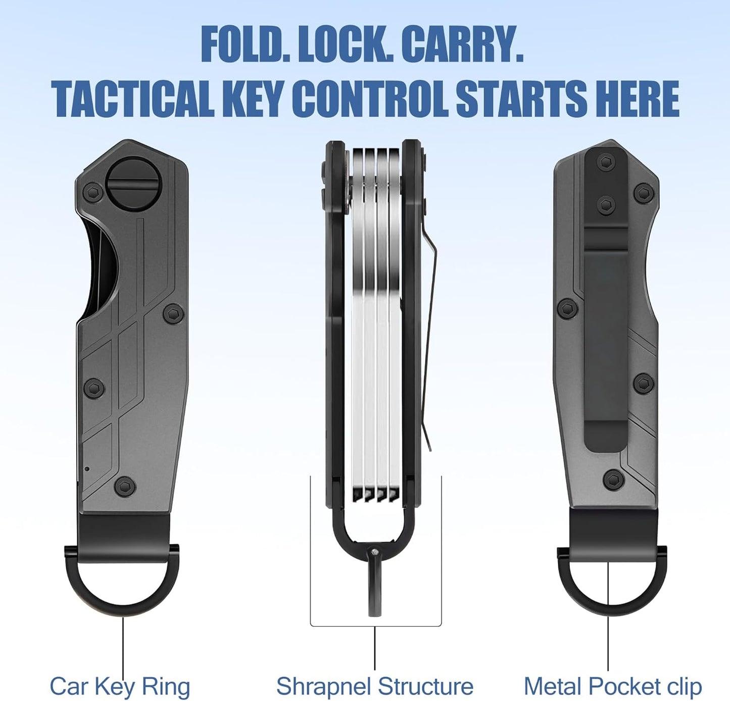 Key Organizer for Men Compact Key Holder Minimalist Key Case Metal Key Chain Key Holder for Keychain Secures 2-5 Keys