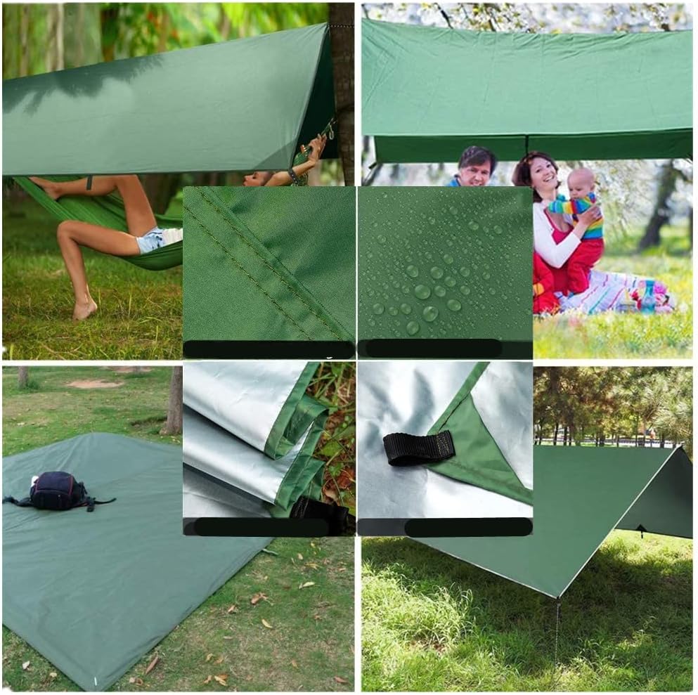 Camping Hammock with Rain Fly Tarp Mosquito Net Heavy Duty Tree Straps Portable Double Parachute Hammocks Tent Waterproof Rainfly Set Black