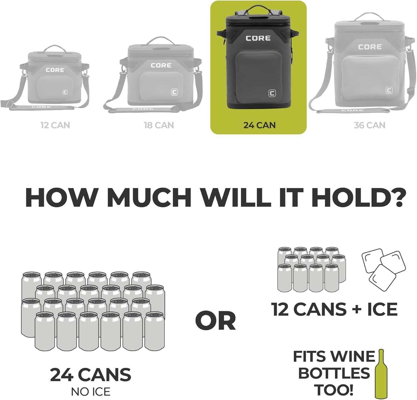 CORE Magnetic Leak Proof Soft Cooler with Waterproof Zipper | Insulated Bag Portable Ice Chest Box | Best Soft Cooler for Food & Beverages for Tailgating, Car Camping, Travel, and Family Beach Picnics