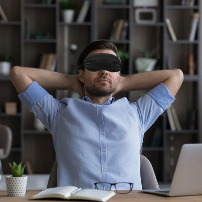 2Pack Silk Sleep Mask,Eye Mask for Sleeping,Elastic Blackout Eye Mask & Blindfold for Full Night's Sleep,Travel and Nap(Black+Navy Blue)