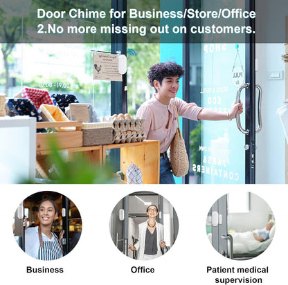 SanJie Door Chimes When Door Opens for Home - Door Alarm with Chime Adjustable Volume,5 Magnetic Door Sensors & 2 Plug-in Receivers - Door Open Chime - Indoor Range 500ft 2 Receivers + 5 Sensors