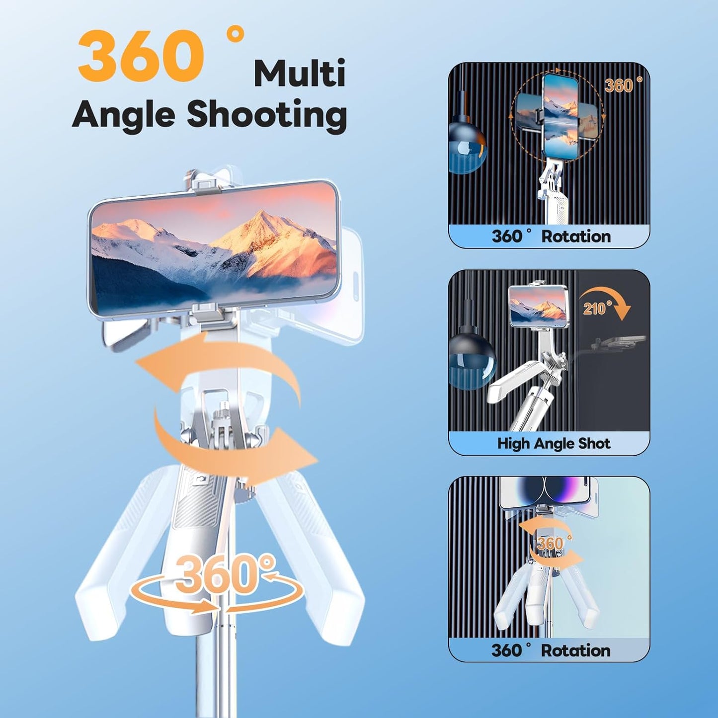 71" Selfie Stick Phone Tripod with Wireless Remote & 2 LED Fill Lights, Extendable Aluminum Phone Stand for iPhone/Android/Camera, Portable Travel Tripod for Vlogging, Live Streaming, Video Recording