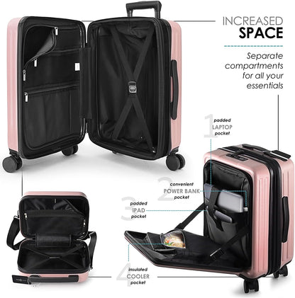 Hard Shell Luggage Sets with Spinner Wheels 4 Piece, Expandable Large Suitcases with TSA Lock, Travel Large Suitcase Set, Pink Luggage Set
