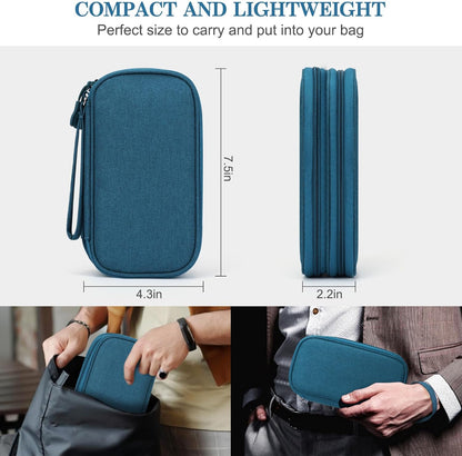 FYY Electronic Organizer, Travel Cable Organizer All-in-One Storage Bag Pouch Electronic Accessories Carry Case Portable Waterproof Double Layers for Cable, Cord, Charger, Phone, Earphone Green