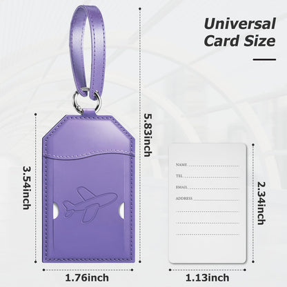 Mayski Luggage Tags for Suitcases 3 Pack Suitcase Bag Tags, TSA Approved, Metal Buckle, Bag Tags with Name ID Card Travel Essentials, Purple Airplane