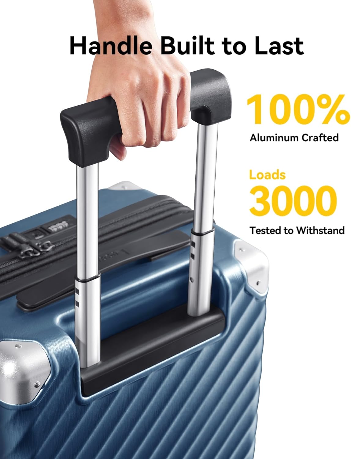 LUGGEX Luggage with Spinner Wheels, Polycarbonate Expandable Hard Shell Suitcase, Checked Large 27 Inch, Charcoal Metallic