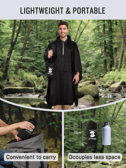 SaphiRose Hooded Rain Poncho Waterproof Raincoat Jacket for Men Women Adults