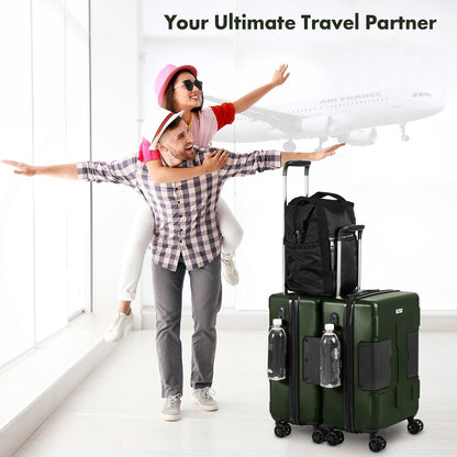 Tach V3.1 Hard Shell Carry On Luggage 20 inch | Carry on Luggage with Spinner Wheels & Patented Built-In Connecting System | One Piece Rolling Suitcase Links 9 Bags At Once (Green)