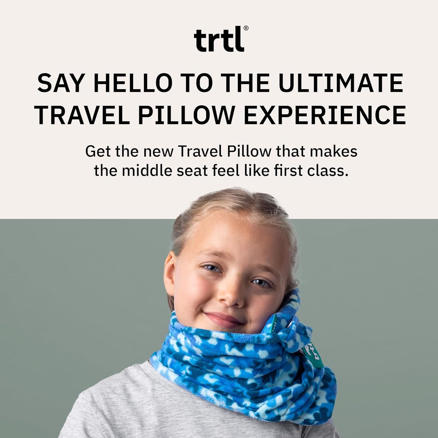 trtl Pillow - Scientifically Proven Super Soft Neck Support Travel Pillow - Machine Washable (Aqua Pop, Junior)