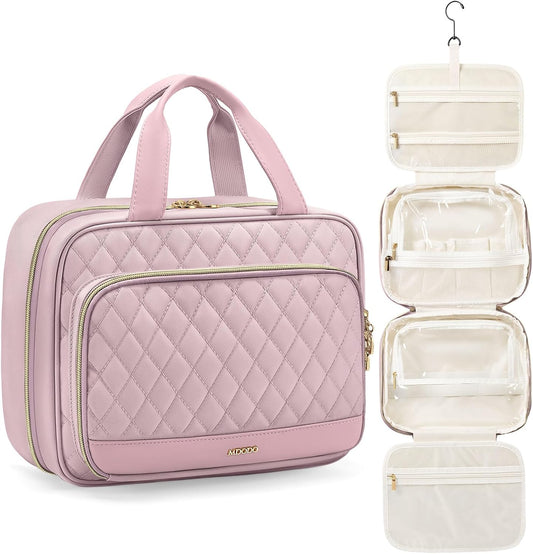 Travel Toiletry Makeup Bag for Women Hanging Toiletry Bag Cosmetic Organizer Make up Bags for Women Travel Essentials (Pinkish Purple)