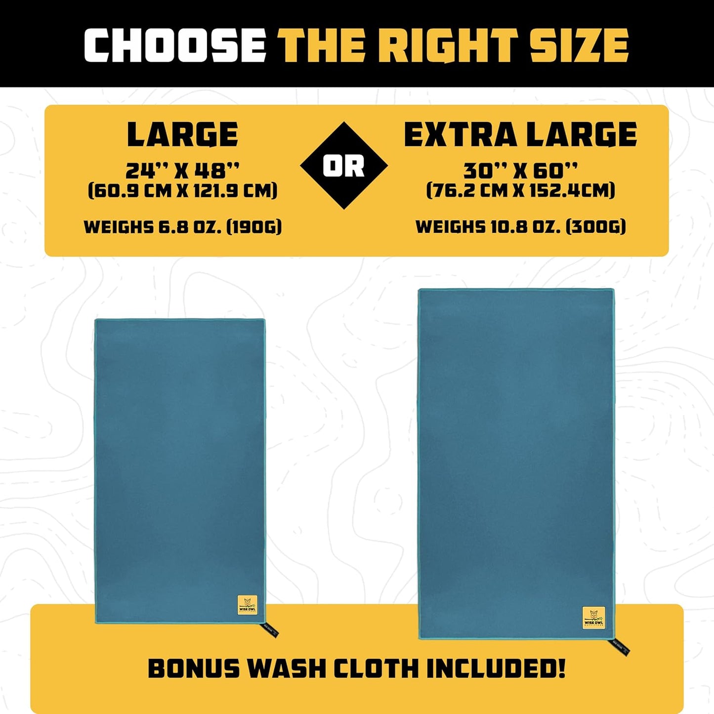 Wise Owl Outfitters Microfiber Camping Towel - Quick Dry Towel for Travel, Backpacking, Hiking, Beach, Gym & Yoga - Compact, Fast Drying & Lightweight