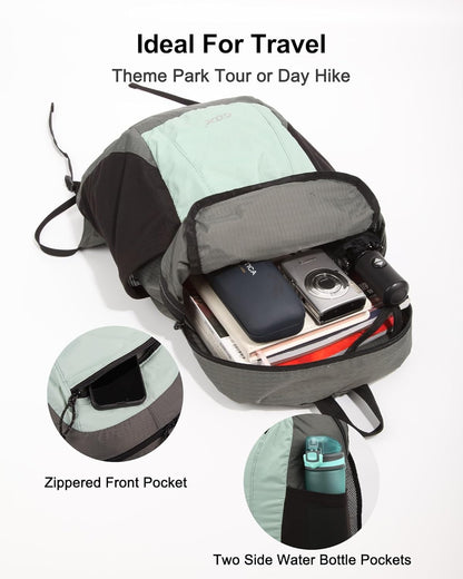 GOX Foldable 20l Backpack For Travel Lightweight Hiking Packable Daypack for Men Travel Camping Outdoor Bag Women (Jade)