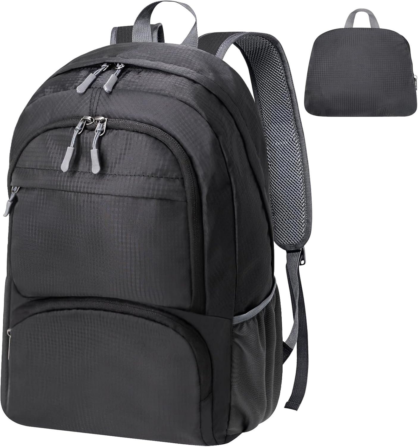 HOLYLUCK 20L lightweight packable Hiking Daypack Foldable Backpack for Men Women Small Travel Outdoor Foldable Shoulder Bag-black