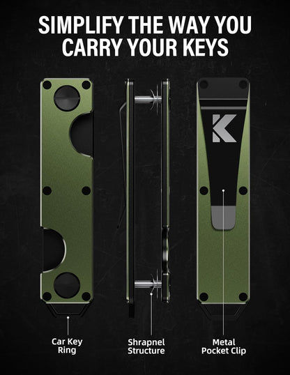 Key Organizer Key Holder Compact Key Case Minimalist Metal Key Chain Key Holder for Keychain Secures 8-10 Keys EDC