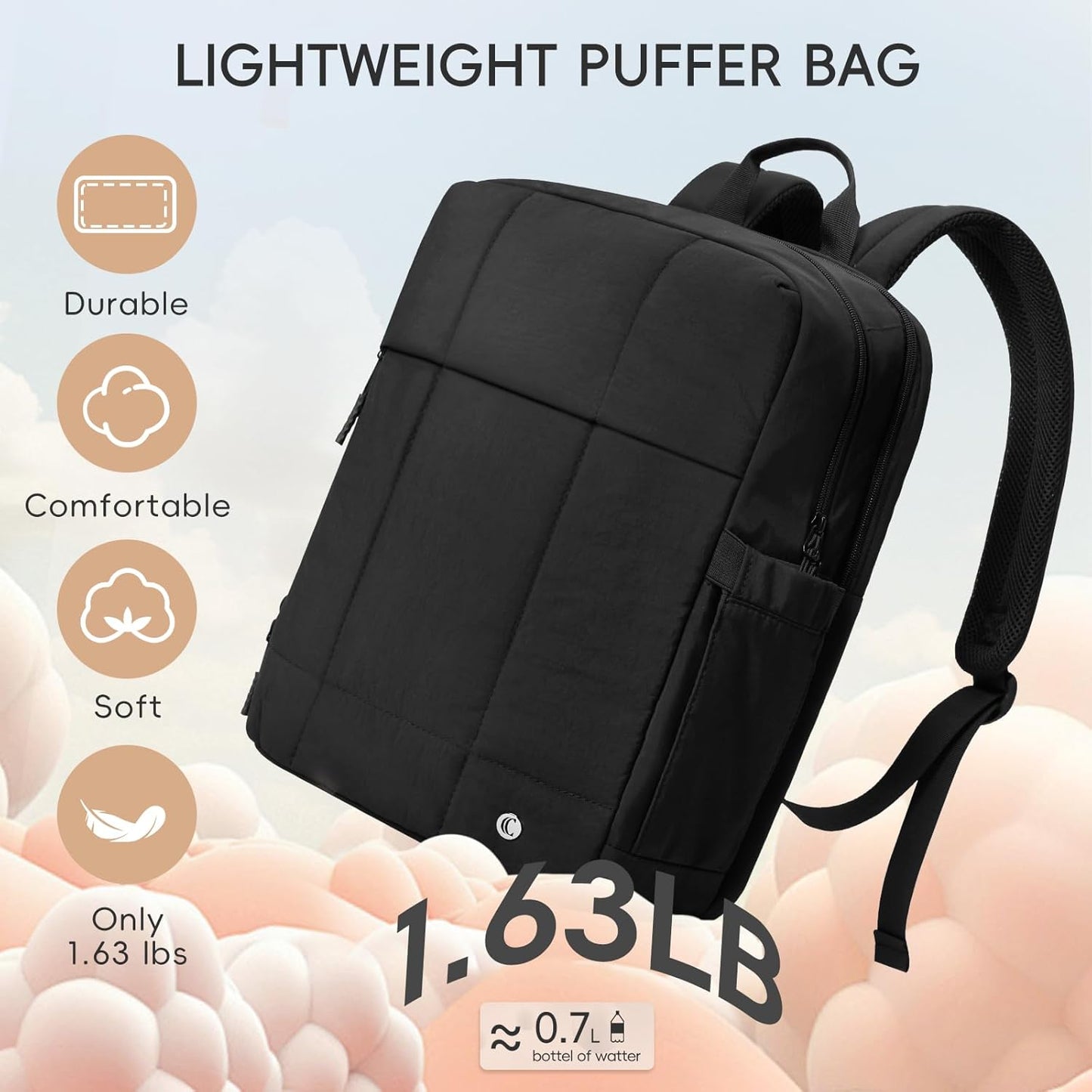 CLUCI Lightweight Travel Backpack Carry on Flight Approved, Puffy Gym Backpack with Shoe Compartment, Personal Item Travel Bag, 15.6 inch Laptop Backpack for Weekender Business