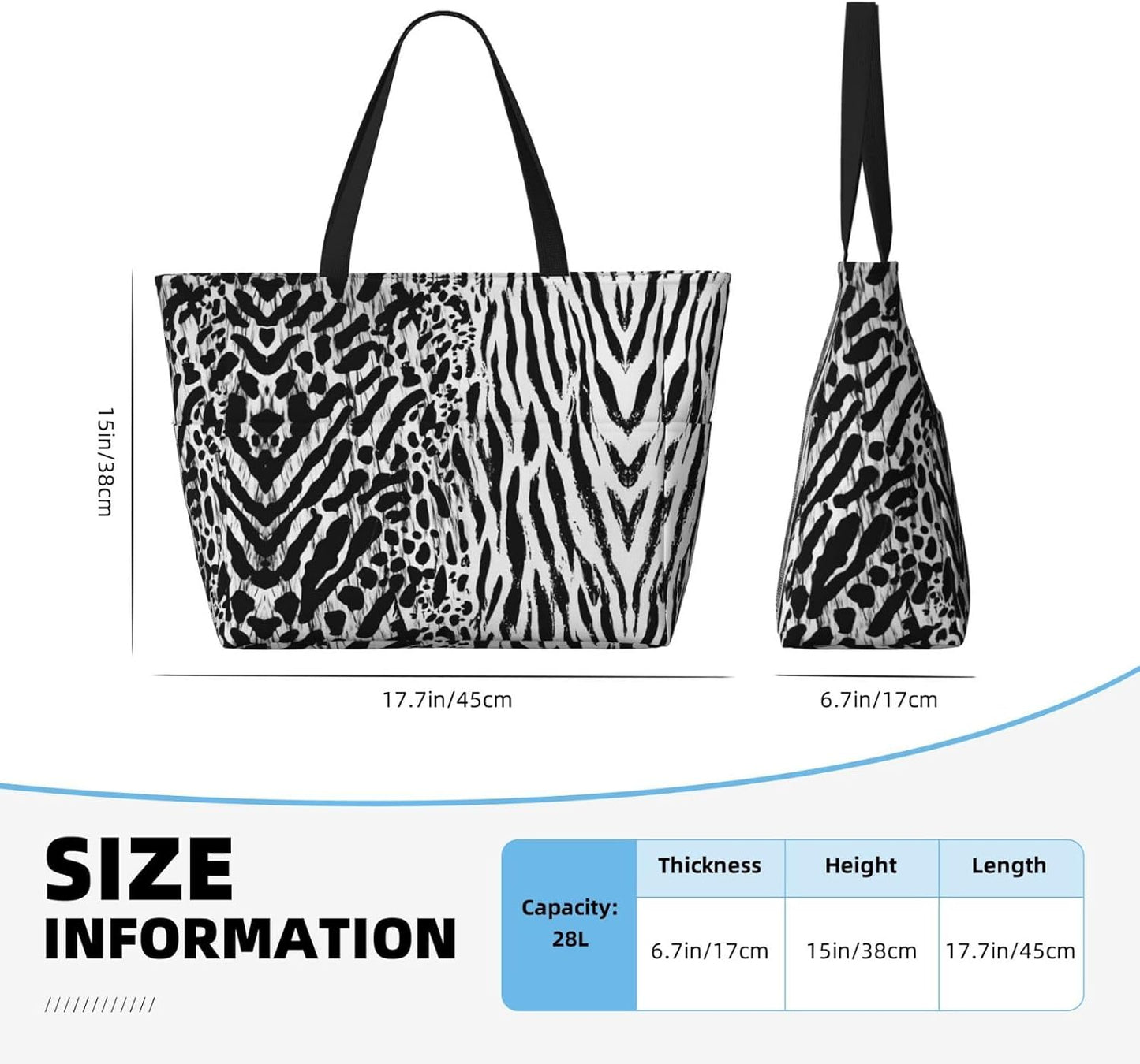 Beach Bag for Women Beach Tote Bag Waterproof Sandproof Large Bags with Zipper Big Capacity for Vacation Travel