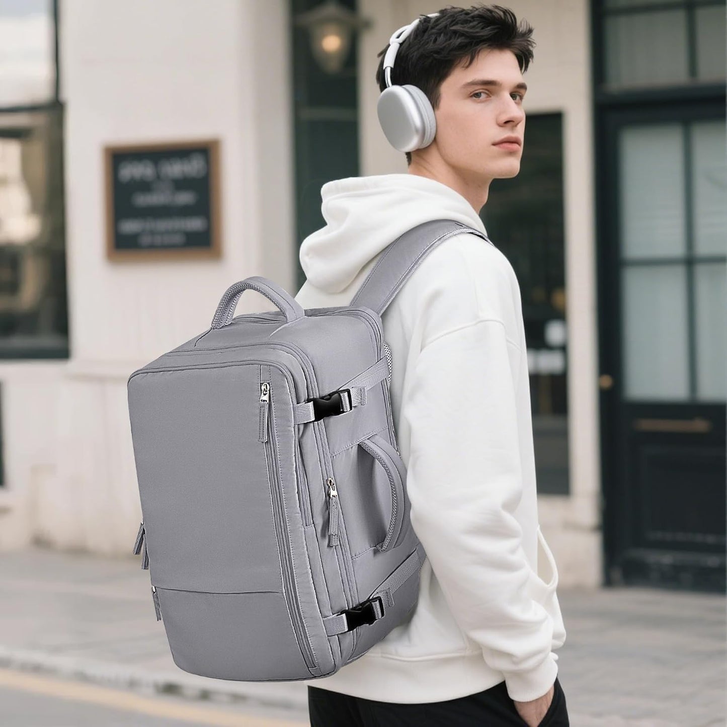 Beraliy Large Travel Backpack, Airline Approved Carry On Backpack, 16 Laptop Backpack,Waterproof Personal Item Bag, Business Hiking Weekender Overnight Bag, Dark Gray