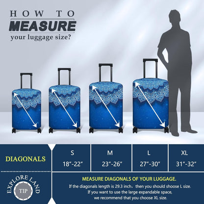 Explore Land Travel Luggage Cover Suitcase Protector Fits 23-26 Inch Case (Blue Violets, M)