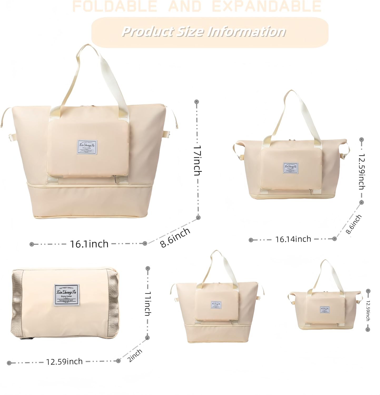 Large Capacity Foldable Travel Bag, Expandable lightweight Carry on Bag, Dry with Wet Separation Spor Duffel Bags