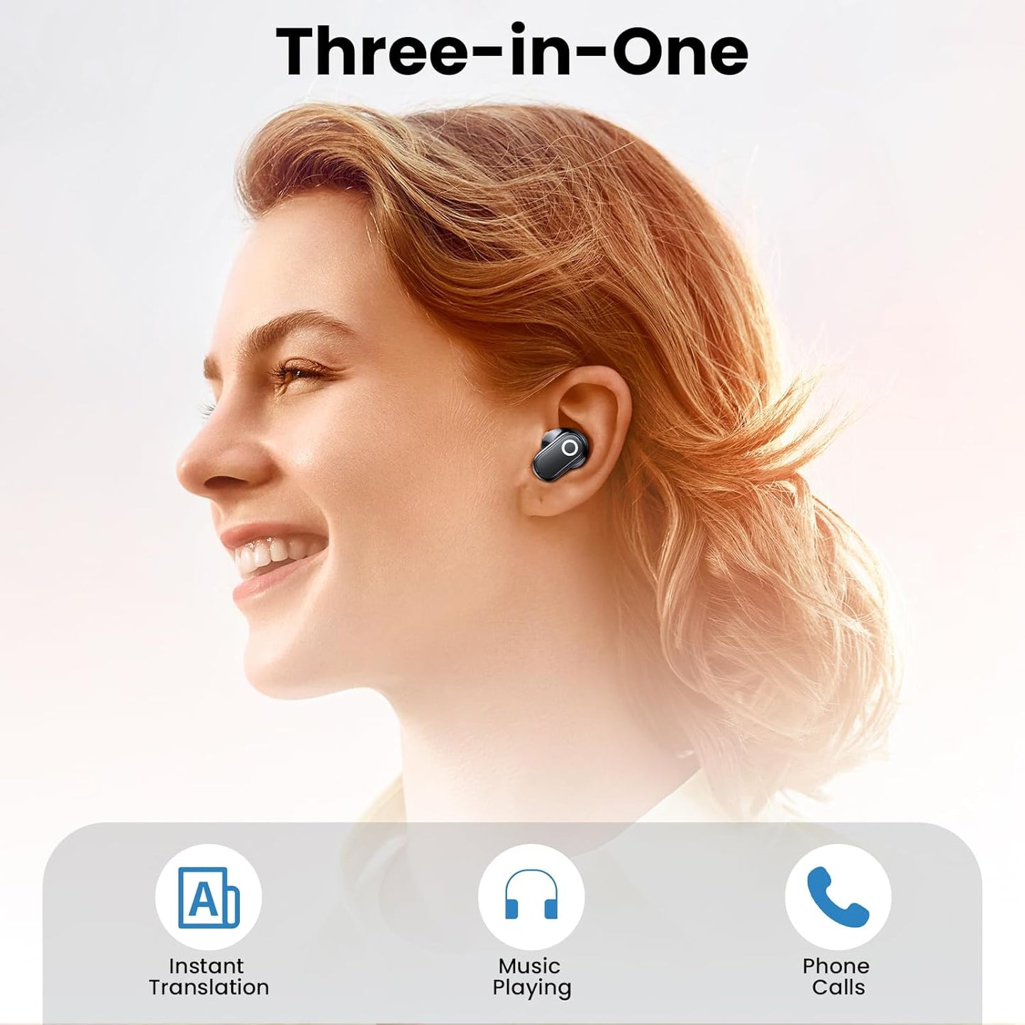 AI Translation Earbuds Real Time, 139 Language Translator Earbuds TWS 3-in-1 Translation Headphones, Translation Device for Travel Business Learning Compatible with iOS and Android, Black