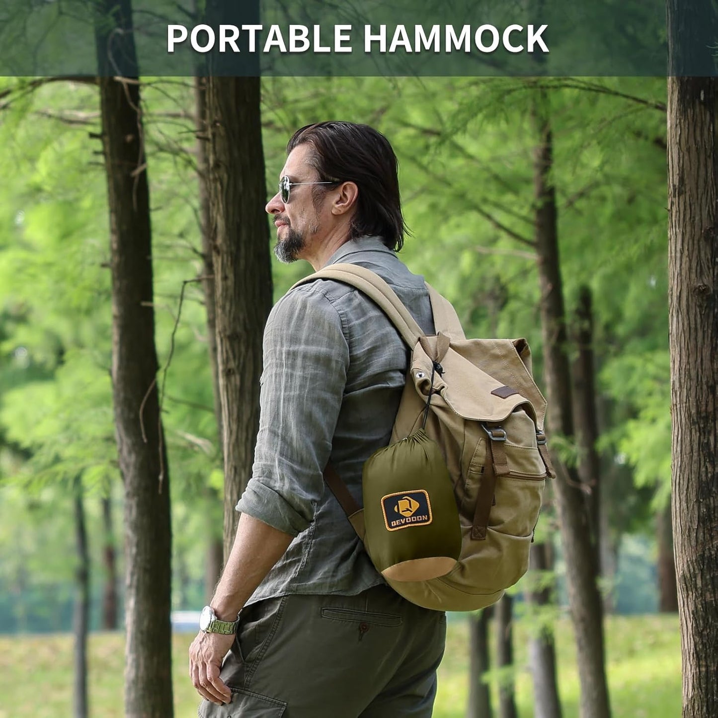 Camping Hammock with Net,Portable Lightweight Double Hammocks with Tree Straps and Solid D-Shape Carabiners,Parachute Nylon Hammock for Backpacking Beach Backyard Patio Hiking Green&Khaki