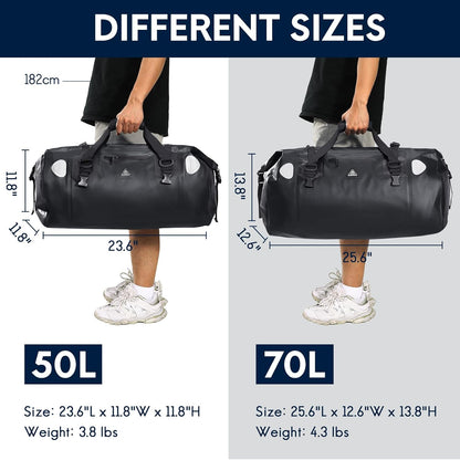 Haimont Waterproof Duffel Bag Roll-top Dry Duffel Bag with Quick-fixed Straps for Motorcycling, Rafting, Boating, SUP, Kayaking, Travel, 50L/70L