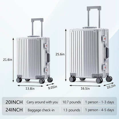 YYW Aluminum Carry-On Luggage Airline Approved Lightweight Suitcase - Image 3