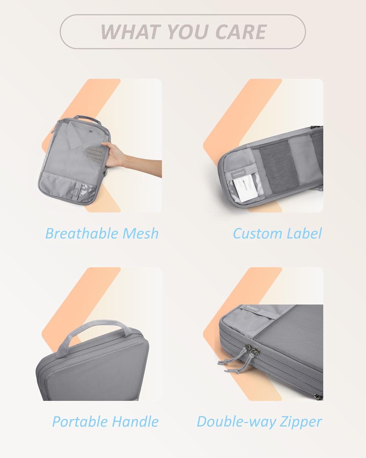 BAGSMART 6 Set Compression Packing Cubes - Lightweight Travel Essentials, Durable Luggage Organizer