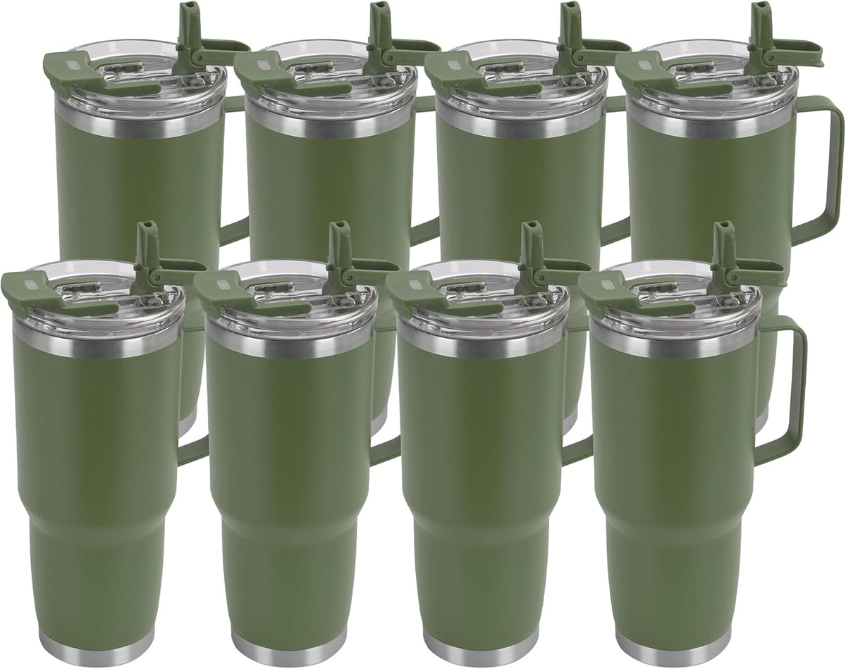 HASLE OUTFITTERS 30oz Tumbler Bulk with Handle, Insulated Travel Coffee Mug Set with Handle Leak-Proof Double Wall Stainless Steel Vacuum Tumblers Pack Metal Cup for Hot and Cold Drink