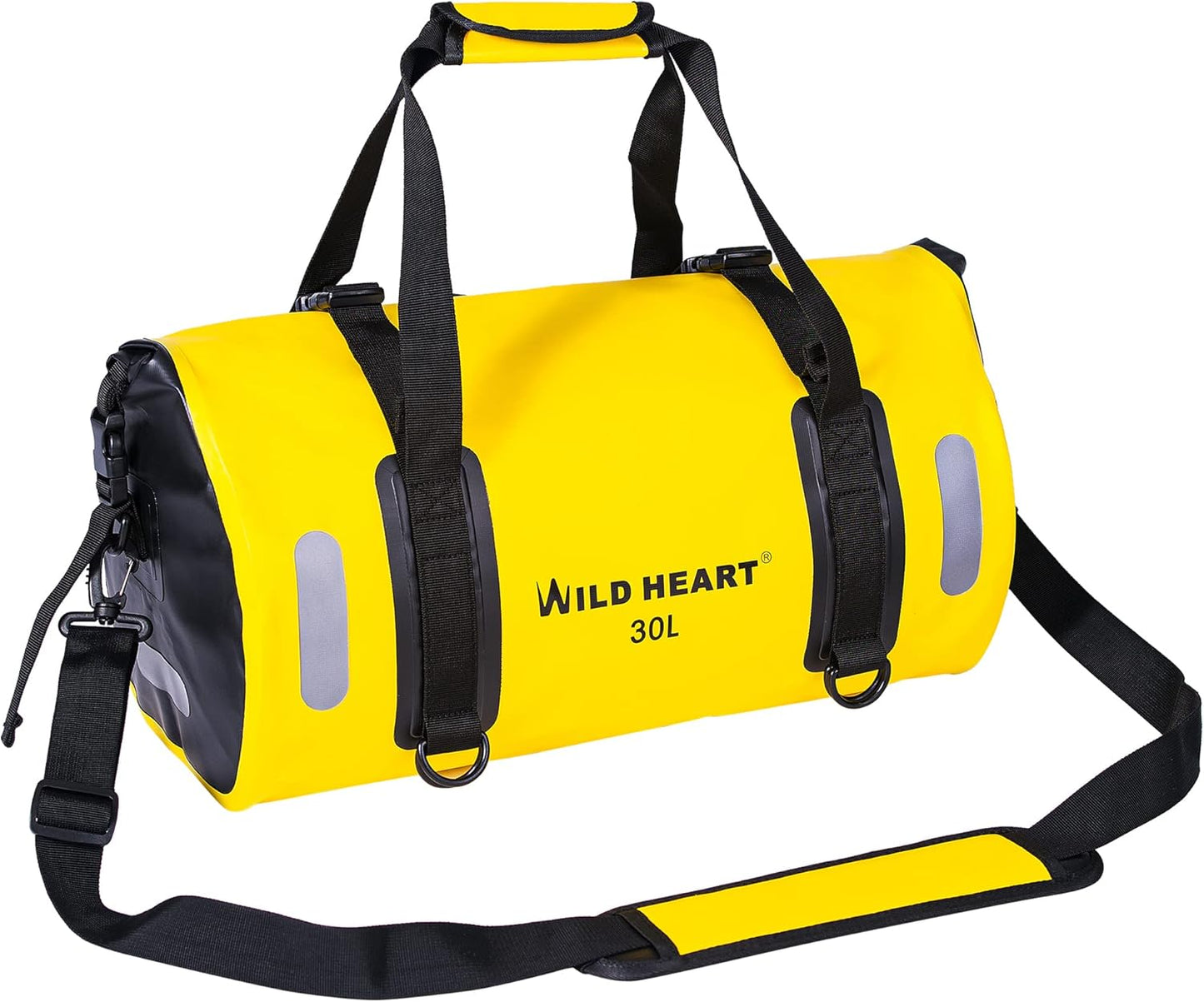 WILD HEART Waterproof Bag Duffel Bag 20L 30L 40L with Welded Seams Shoulder Straps, Mesh Pocket for Kayaking, Camping, Boating,Bicycle,Motorcycle