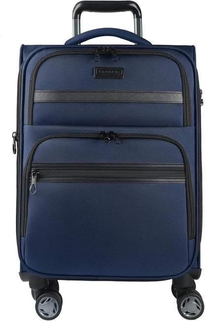 KROSER Softside Expandable Carry On Luggage with Spinner Wheels & Built-in TSA Lock, Durable Suitcase Rolling Luggage with USB Port, Carry-On 20-Inch, Navy