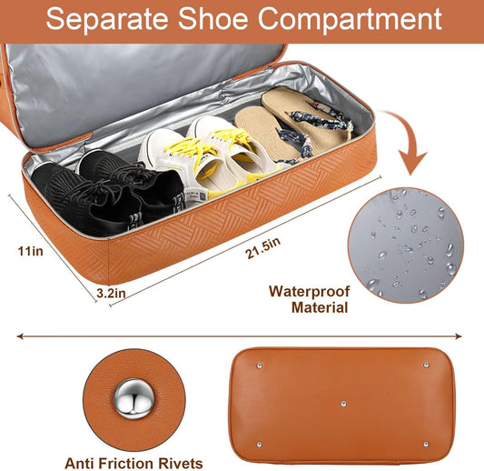 Weekender Bag for Women, Travel Duffel Bag Carry On Overnight Bag with Shoe Compartment Large Nylon Travel Weekend Tote Bag