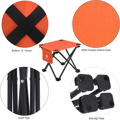 Opliy Camping Stool, Folding Small Chair Portable Camp Stool for Camping Fishing Hiking Gardening and Beach, Camping Seat with Carry Bag (Orange)