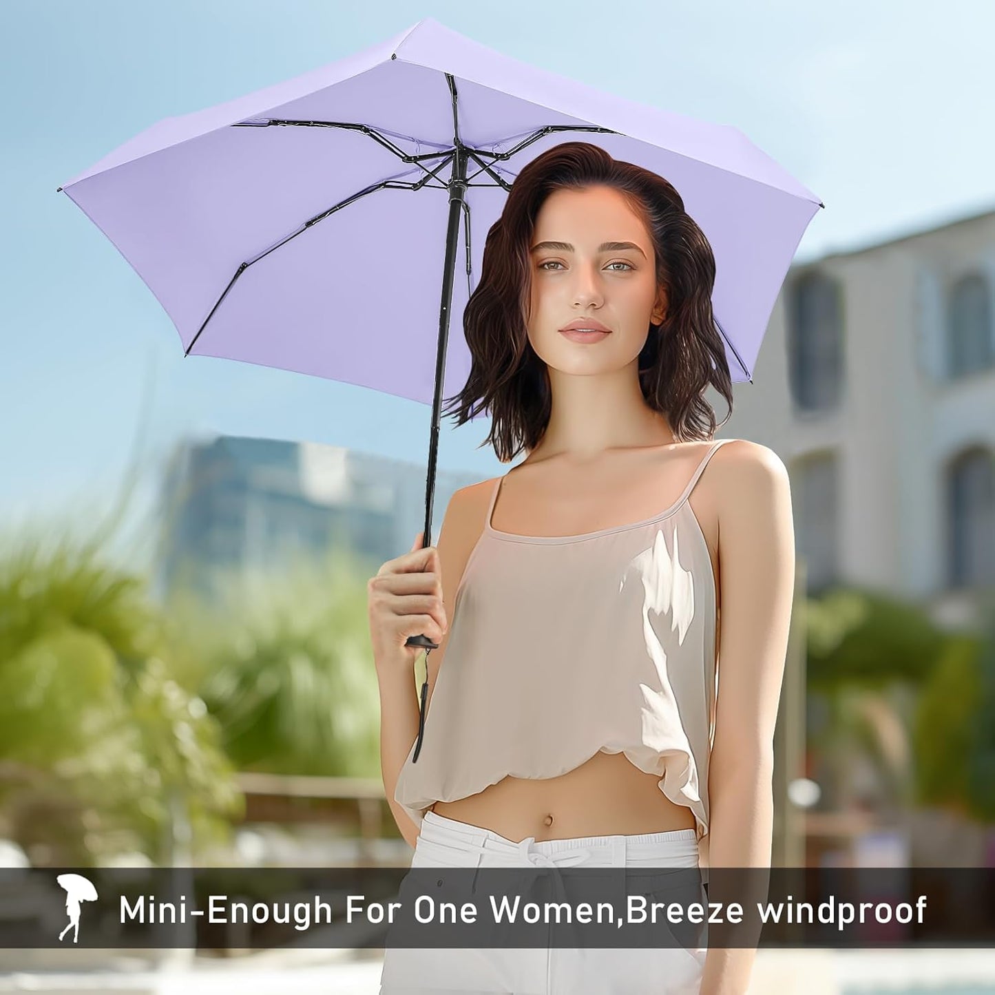 LEAGERA Mini Umbrella - Compact, Waterproof Travel Umbrella for Light Rain, Suitable for Women's Purse and Pocket