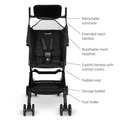 Munchkin Sparrow Travel Baby Stroller, Ultra Compact and Lightweight, for Babies and Toddlers, Black