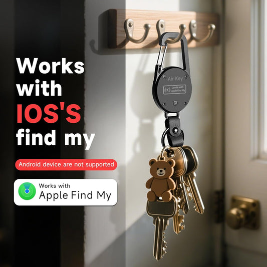 Keychain, Key Finder Works with Apple Find My, llaveros para Hombres,Carabiner Car Key Chains with GPS Tracker, Anti-Lost Keyring Finder Locator, Minimalist Key Holder for Men (iOS Only),Black