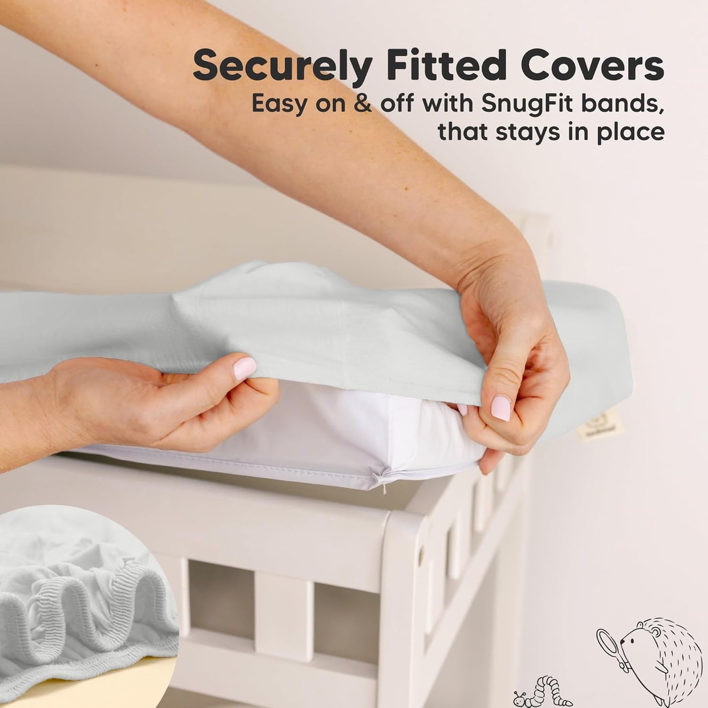 2-Pack Baby Changing Pad Covers for Girl, Boy,Neutral - Soft Viscose Derived from Bamboo Changing Table Pad Cover Sheets,Baby Nursery Diaper Changing Pad Cover,Contour Changing Pad Liner (French Gray)