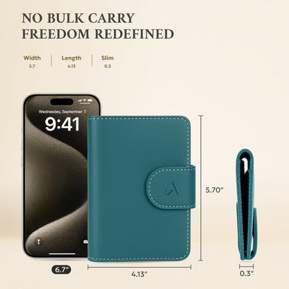 ALLIVE Rfid Passport Holder for Travel, Women & Men, Passport Cover Wallet with AirTag Hidden, Genuine Leather Passport Holder Essential for Business Travel, Airport Security (Lake Blue)