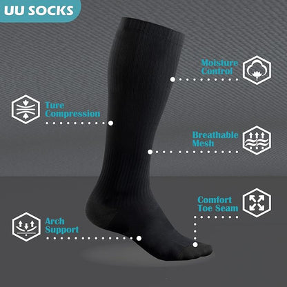 Medical Compression Socks for Women and Men 3 Pairs 20-30 mmHg Knee High - Image 2