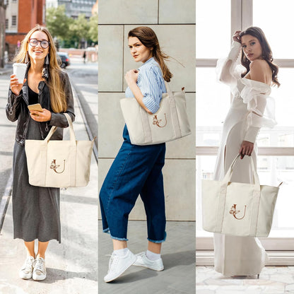 AW BRIDAL Monogram Canvas Tote Bag for Chrismas, Bridal Shower, Retirement, Birthday Gifts for Women Mom Wife Sister Friends
