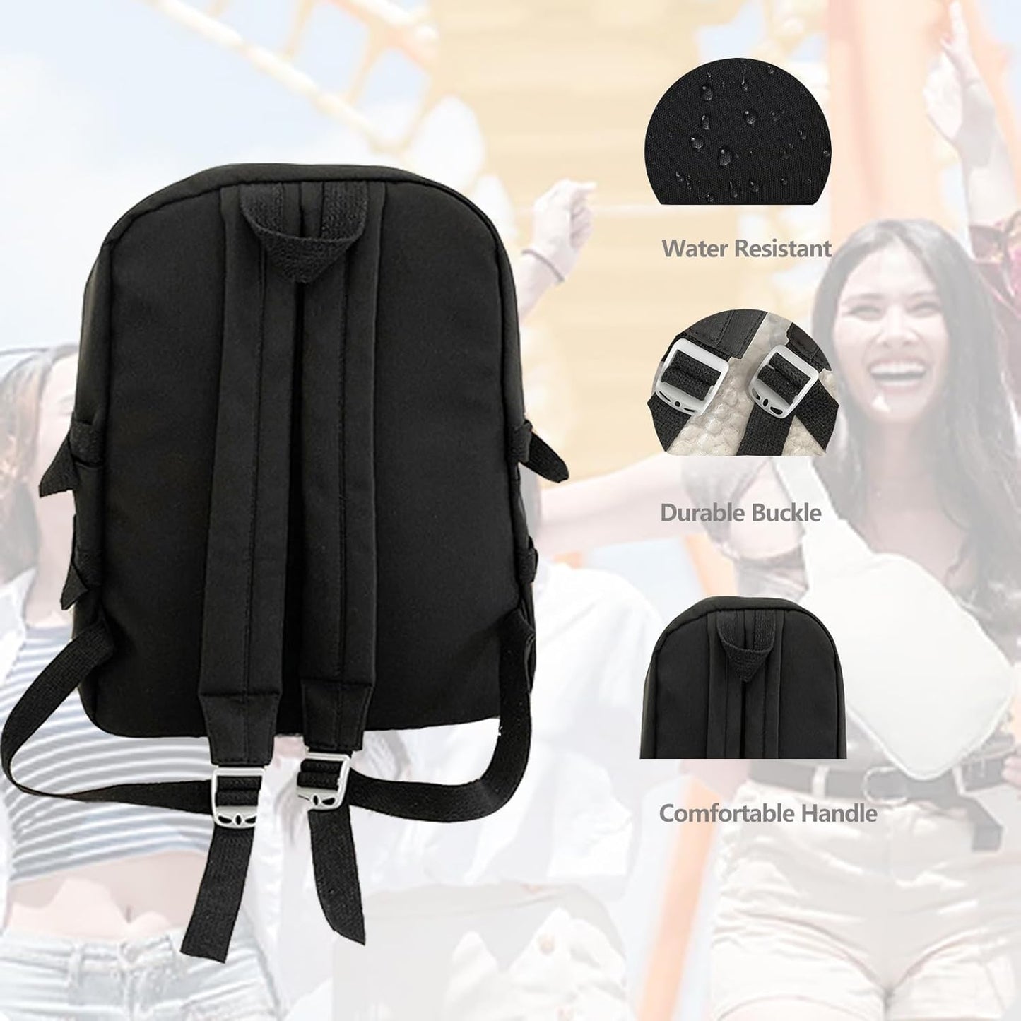 DUSLANG Big Student Laptop Backpack For College Women Men Middle High School Teen Girls Bookbag Travel Daypack, Black