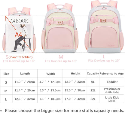 Cute Mini Toddler Backpacks for Girls 2-4 Little Kids Backpack preschool Bookbag (Pink and Cream)