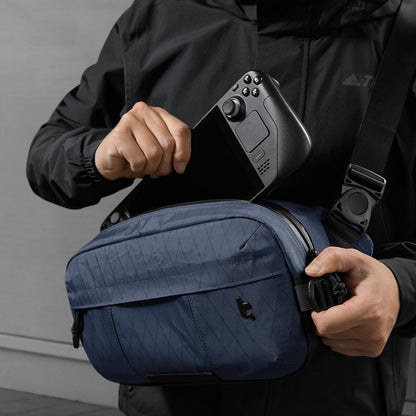 tomtoc 5.5L X-Pac Sling Bag for Nintendo Switch 2, Heavy Duty Crossbody Bag for Men, Water-resistant Carry Chest Daypack Travel Shoulder Pack for Steam Deck OLED, ROG Ally X, iPad mini, Tactical