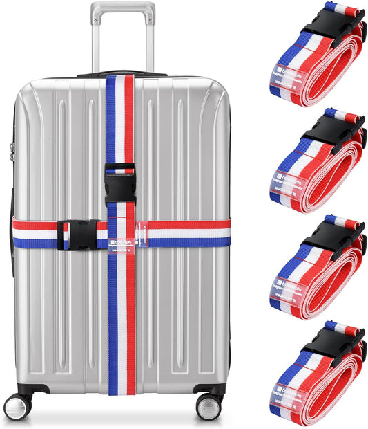 Travel Inspira Luggage Straps for Suitcases, Adjustable Suitcase Strap, TSA Approved Luggage Straps - Secure Your Luggage Safely During Travel (4 Pack)
