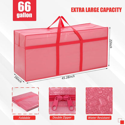 4 Pcs 66 Gallon Large Moving Bags with Zipper and Handles Foldable Storage Duffle Bags Heavy Duty Extra Large Totes for College Dorm Travel Clothes Blankets Bedding Moving (Jelly Pink)