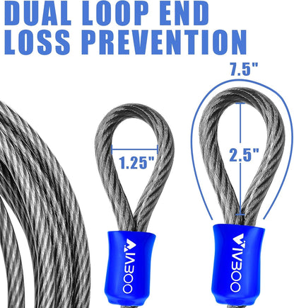 1/2Inch Heavy-Duty Security Cable Lock with Loops 4FT/6FT/8FT/10FT Bike Lock Cable Steel Cable Chain Locks for Outside