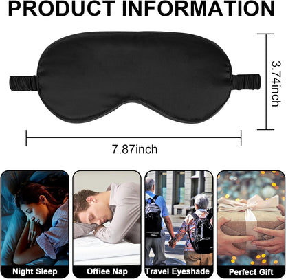 2Pack Silk Sleep Mask,Eye Mask for Sleeping,Elastic Blackout Eye Mask & Blindfold for Full Night's Sleep,Travel and Nap(Black)