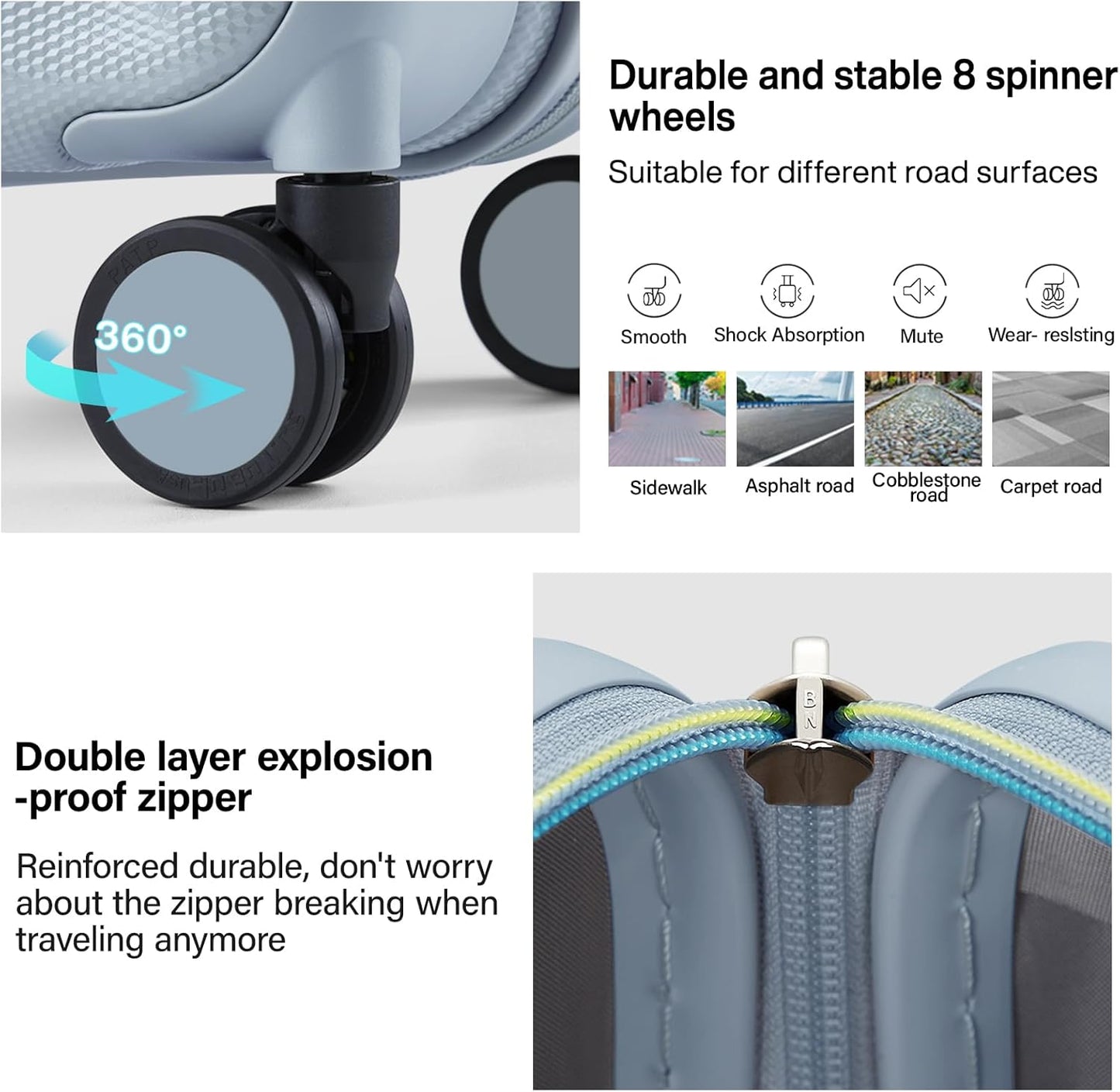 Hanke 29 Inch Expandable Checked Luggage Lightweight PC Hard Shell Luggage Suitcases with Wheels Travel Luggage Rolling Large Suitcase Travel Luggage Bag for Study Abroad.(Gray)