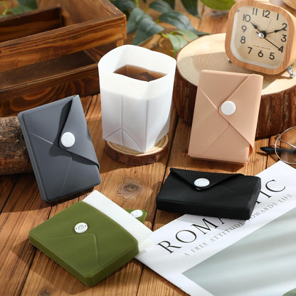 LemonRoad Silicone Folding Camping Cup Card Design Collapsible Silicone Travel Cup Waterproof 250 ml for Camping Outdoors International Travel(Black)