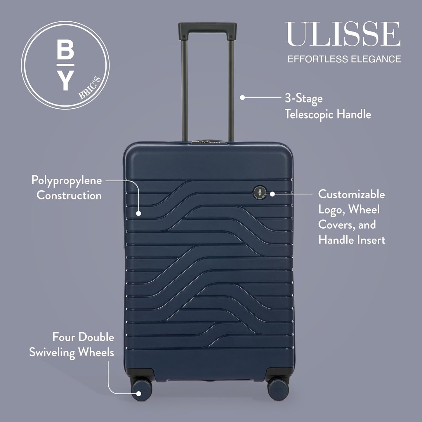 Bric's 28" Expandable Spinner Suitcase - Travel Luggage with TSA-Approved Lock and Hard Shell Exterior - B|Y Ulisse - Ocean Blue